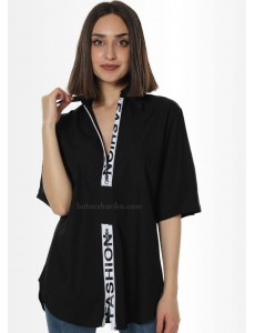 Fermuar Detaylı Fashion Crep Gömlek (Siyah)