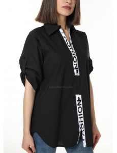 Fermuar Detaylı Fashion Crep Gömlek (Siyah)