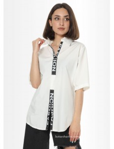 Fermuar Detaylı Fashion Crep Gömlek (Beyaz)