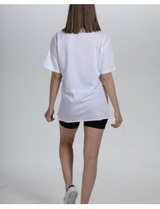 Kaliteli Baskılı Detaylı Viskon T-Shirt (Beyaz)