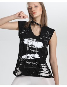  Özel Tasarım Zincirli Kadın T-Shirt